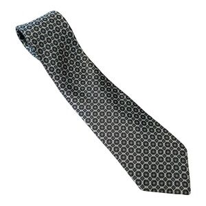 Cavalier‎ Mens Silk Tie Sage Green Blue Geometric Medallion Made in USA Necktie